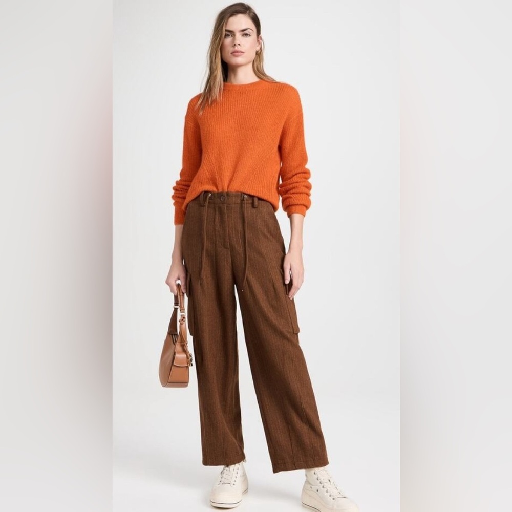 Veronica Beard in deep orange Mohair blend Melinda Crew Neck Sweater sz XS